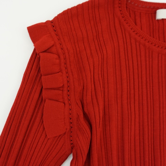 One Grey Day Ribbed Knit Ruffled Pullover Top - Picture 8 of 8